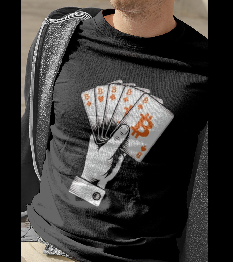 Bitcoin Royal Flush Playing Cards T-Shirt