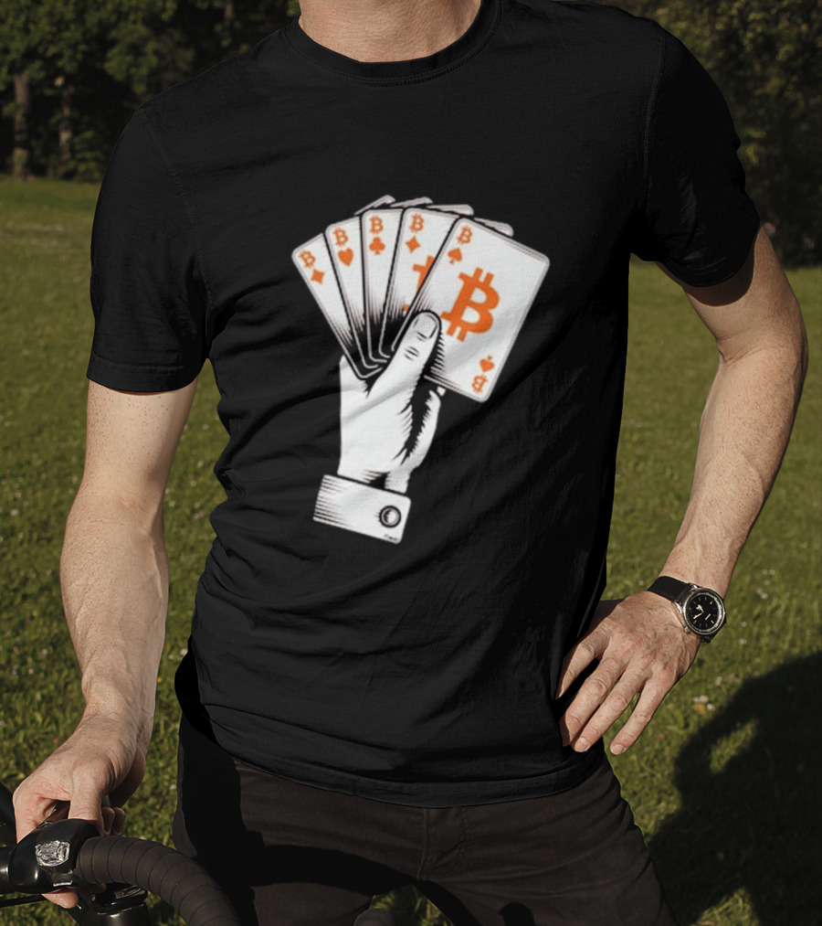 Bitcoin Royal Flush Playing Cards T-Shirt