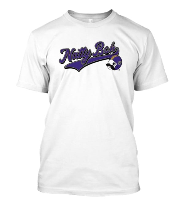 Natty Boh Purple Script With Football Helmet T-Shirt
