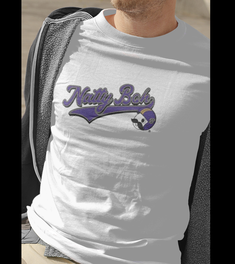 Natty Boh Purple Script With Football Helmet T-Shirt
