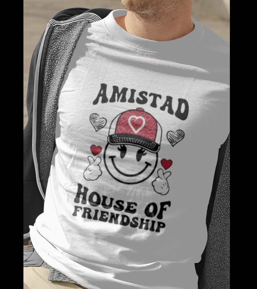 Amistad House Of Friendship Smiley Face Heart Cap Kids Spirit T-Shirt