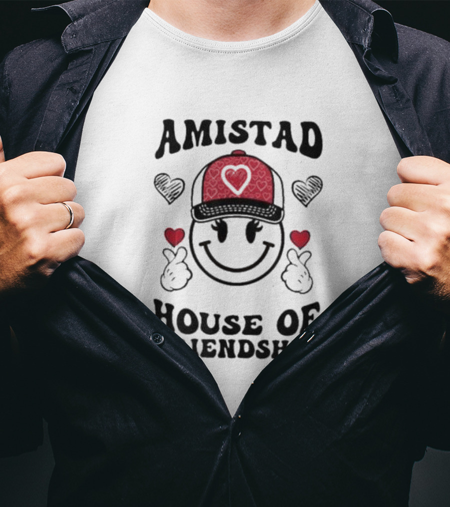 Amistad House Of Friendship Smiley Face Heart Cap Kids Spirit T-Shirt