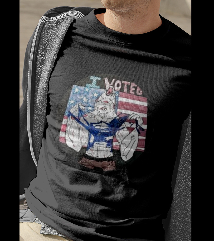 I Voted American Flag Michigan Sticker T-Shirt