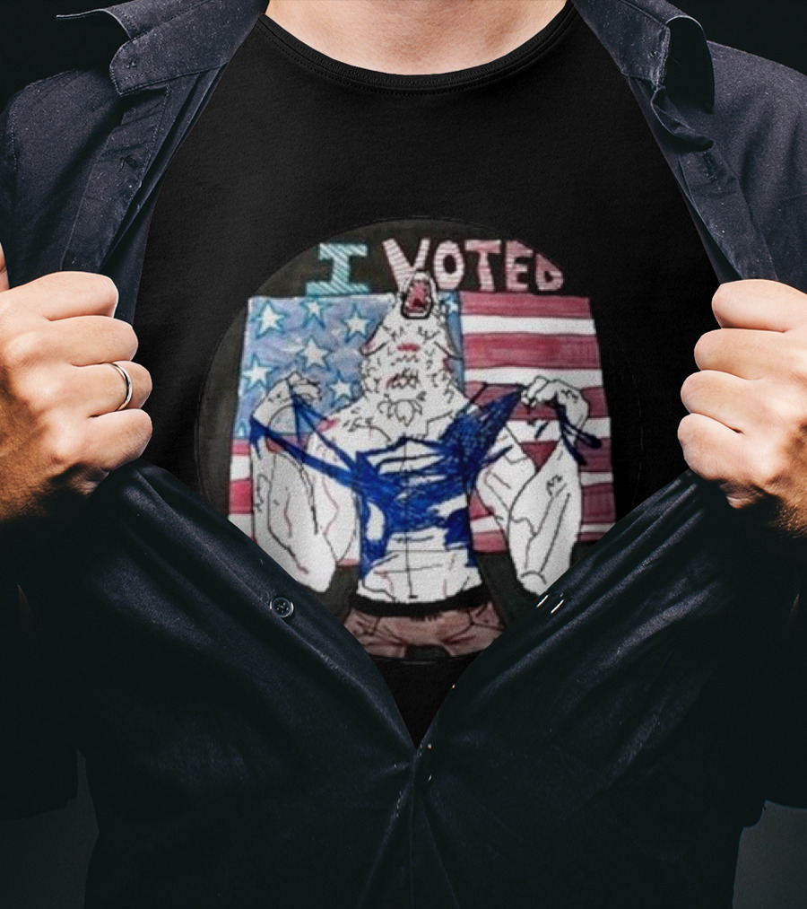 I Voted American Flag Michigan Sticker T-Shirt