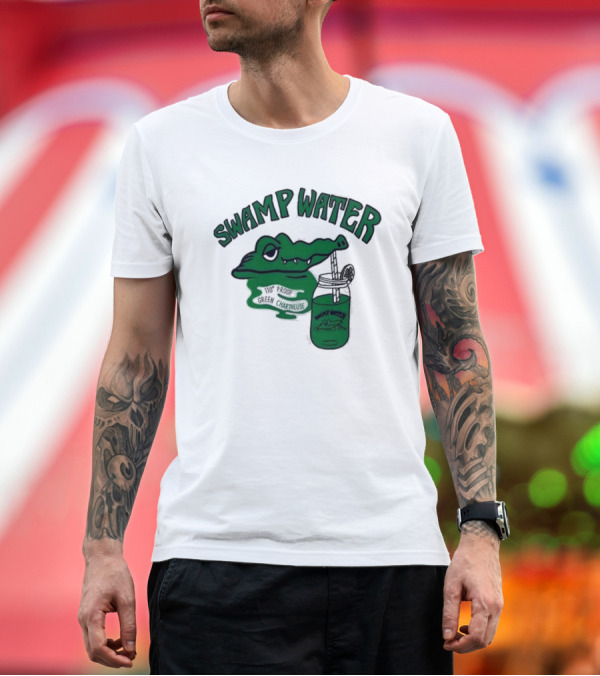 Premium T-Shirt: Swamp Water Alligator Green Chartreuse Jar Cartoon T-Shirt Swamp Water Alligator Green Chartreuse Jar Cartoon T-Shirt