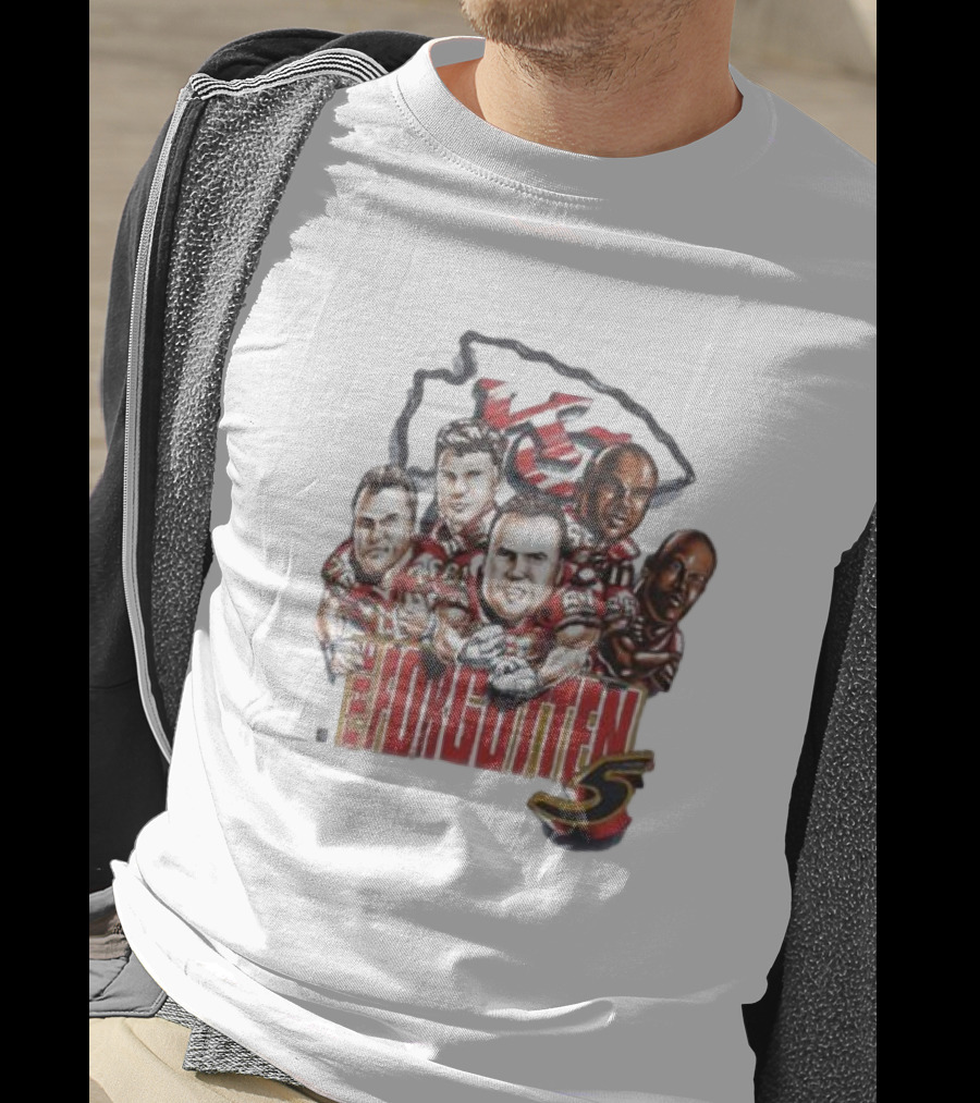 1995 Vintage NFL The Forgotten 5 Kansas City Chiefs Lineman Chiefs T-Shirt