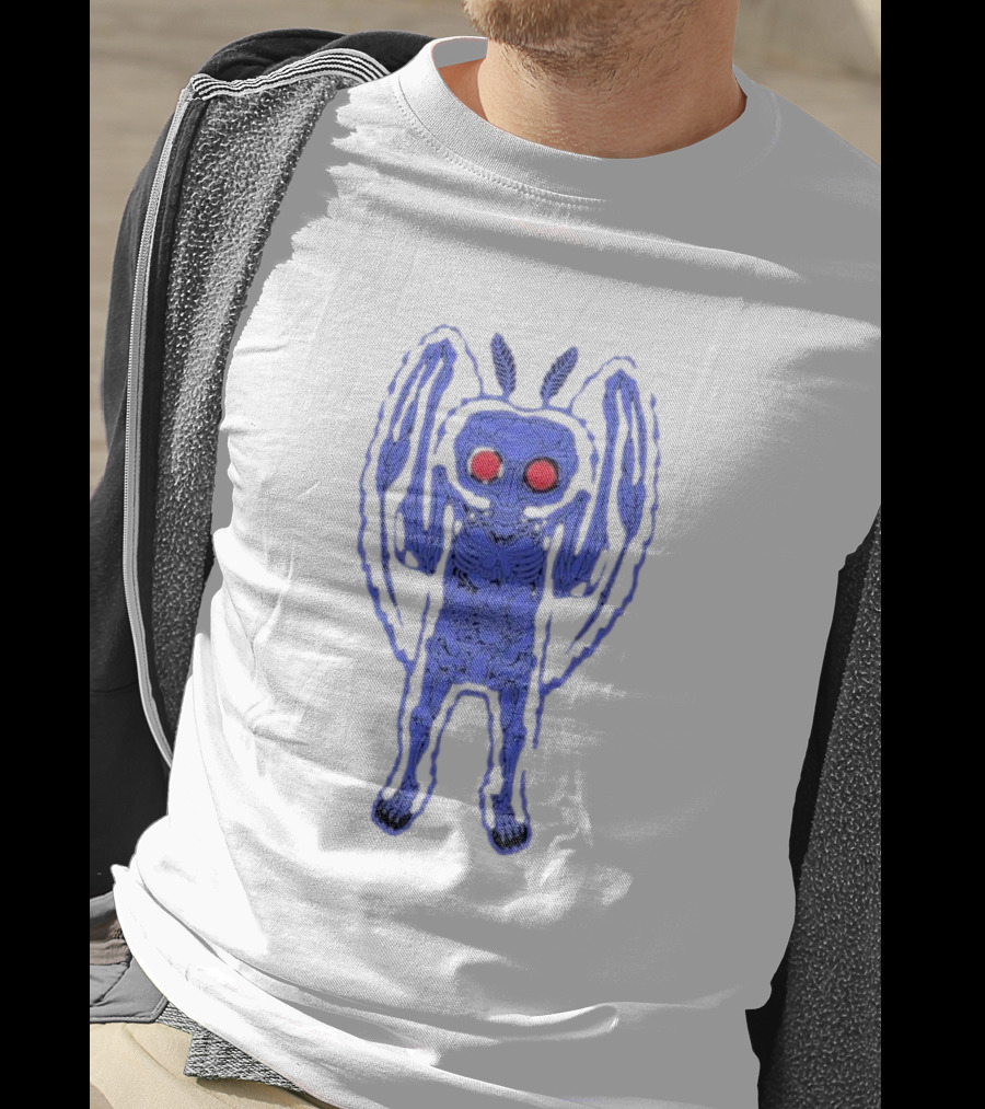 Mothman Anatomy Red-Eyed Skeletal Illustration Drew Wise T-Shirt