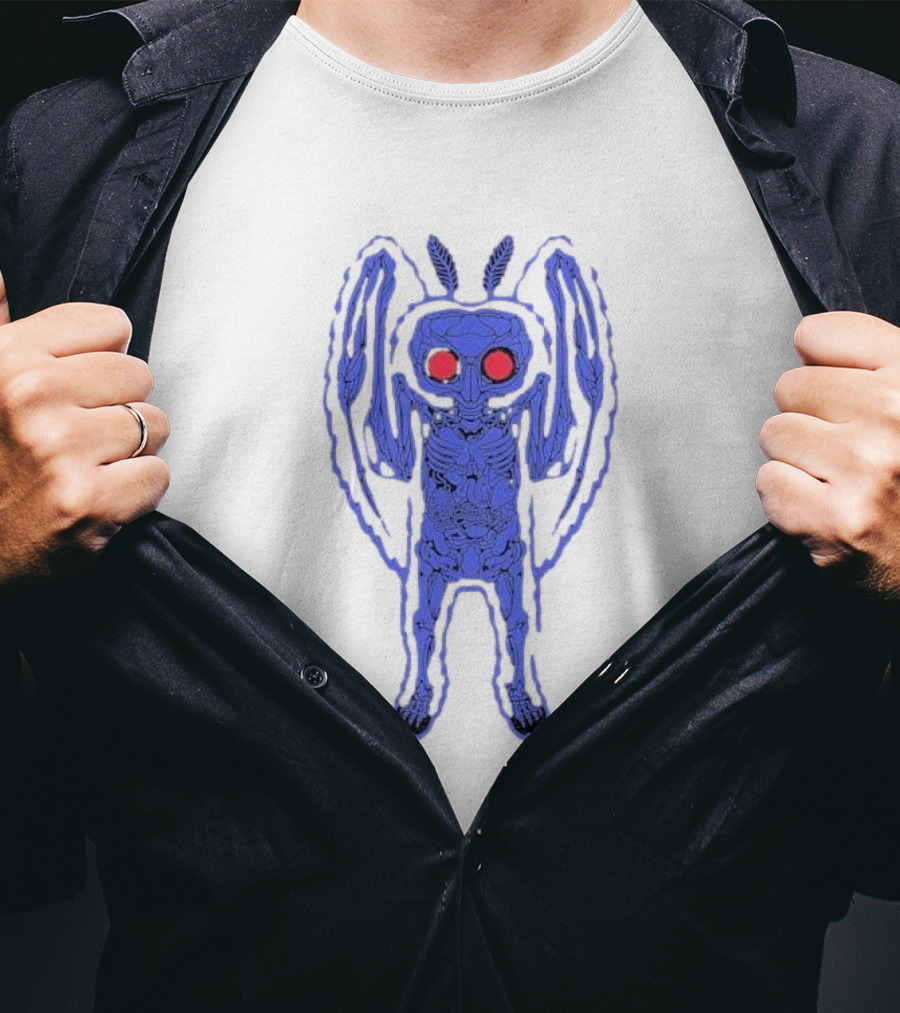 Mothman Anatomy Red-Eyed Skeletal Illustration Drew Wise T-Shirt