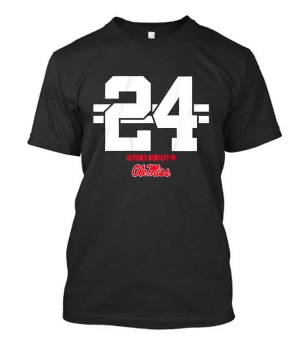 Ole Miss Football Ulysses Bentley IV 24 Jersey Number Striped T-Shirt