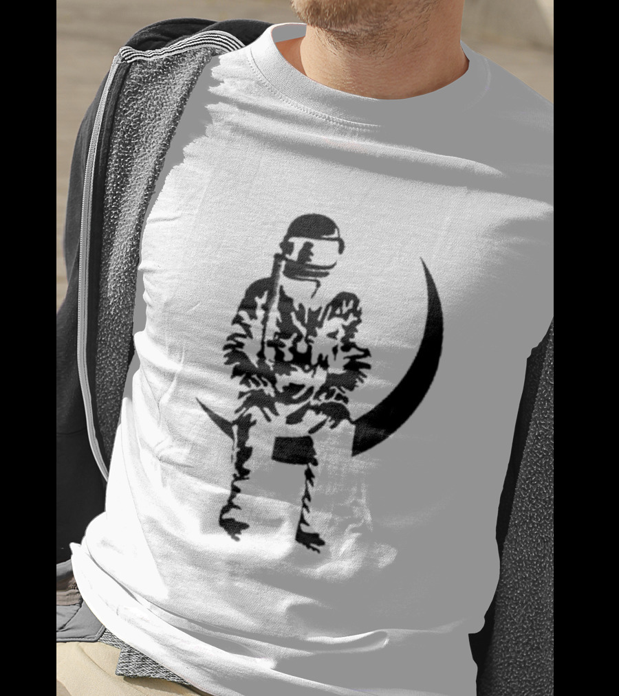To The Stars Moon Man Astronaut Sitting On Crescent Ocean Blue T-Shirt
