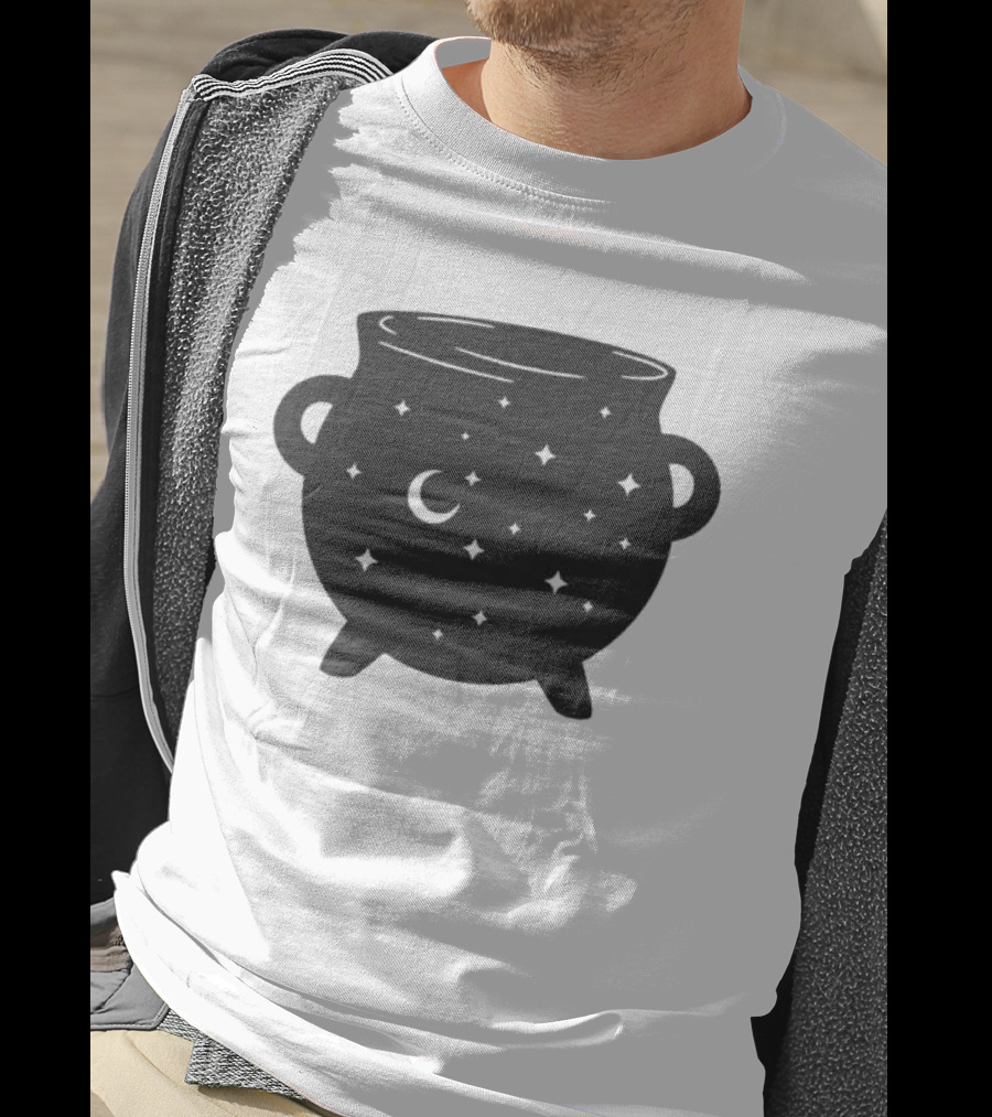 Celestial Cauldron Moon Star Cosmic Mystical Witchy Occult Vintage T-Shirt