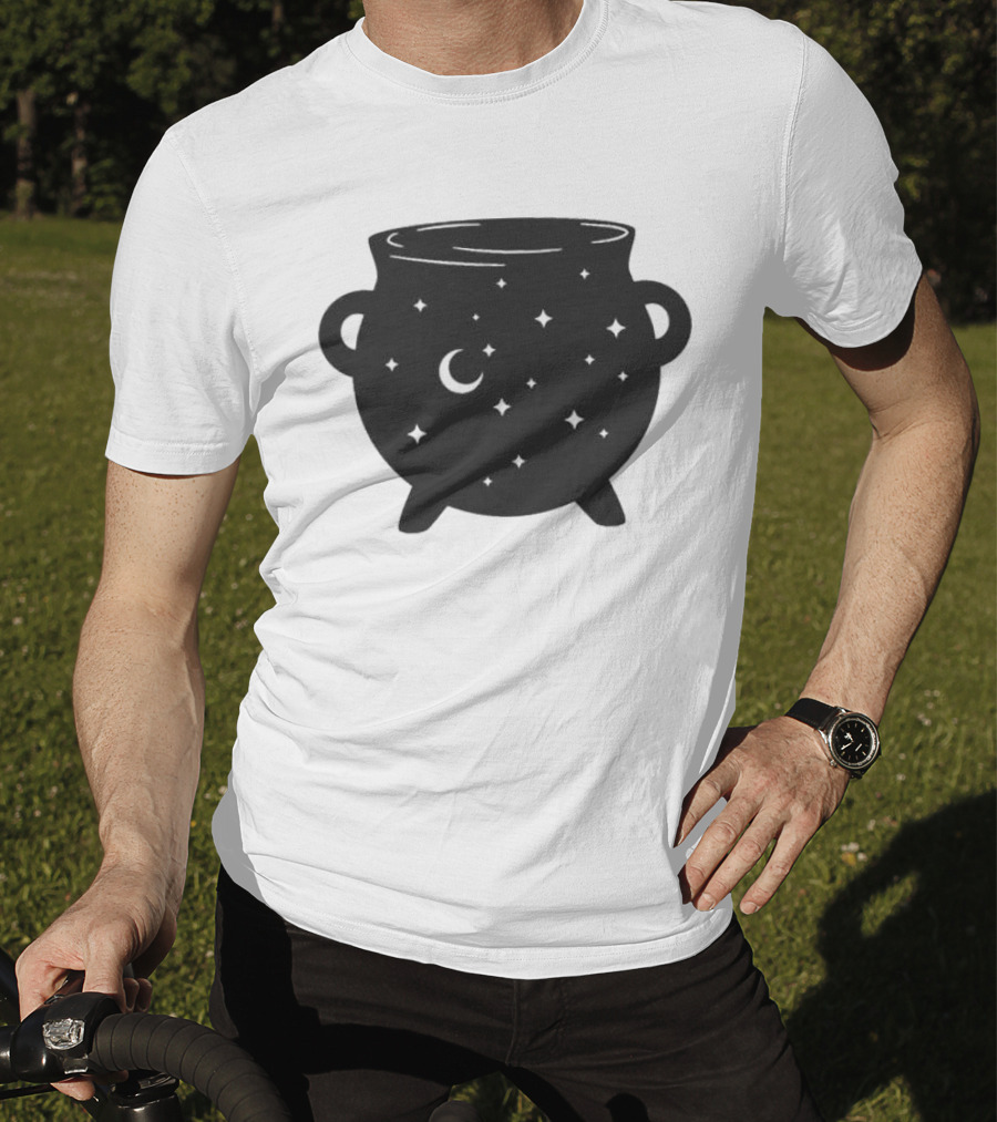 Celestial Cauldron Moon Star Cosmic Mystical Witchy Occult Vintage T-Shirt