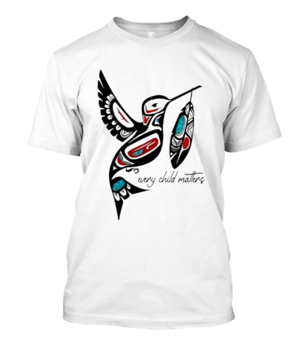 Every Child Matters Indigenous Hummingbird Feathers Orange Day T-Shirt