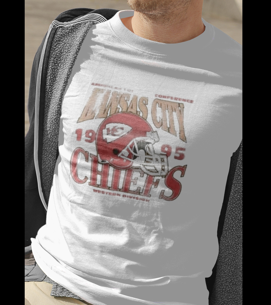 Kansas City Chiefs 1995 American Football Conference Western Division Retro Helmet T-Shirt