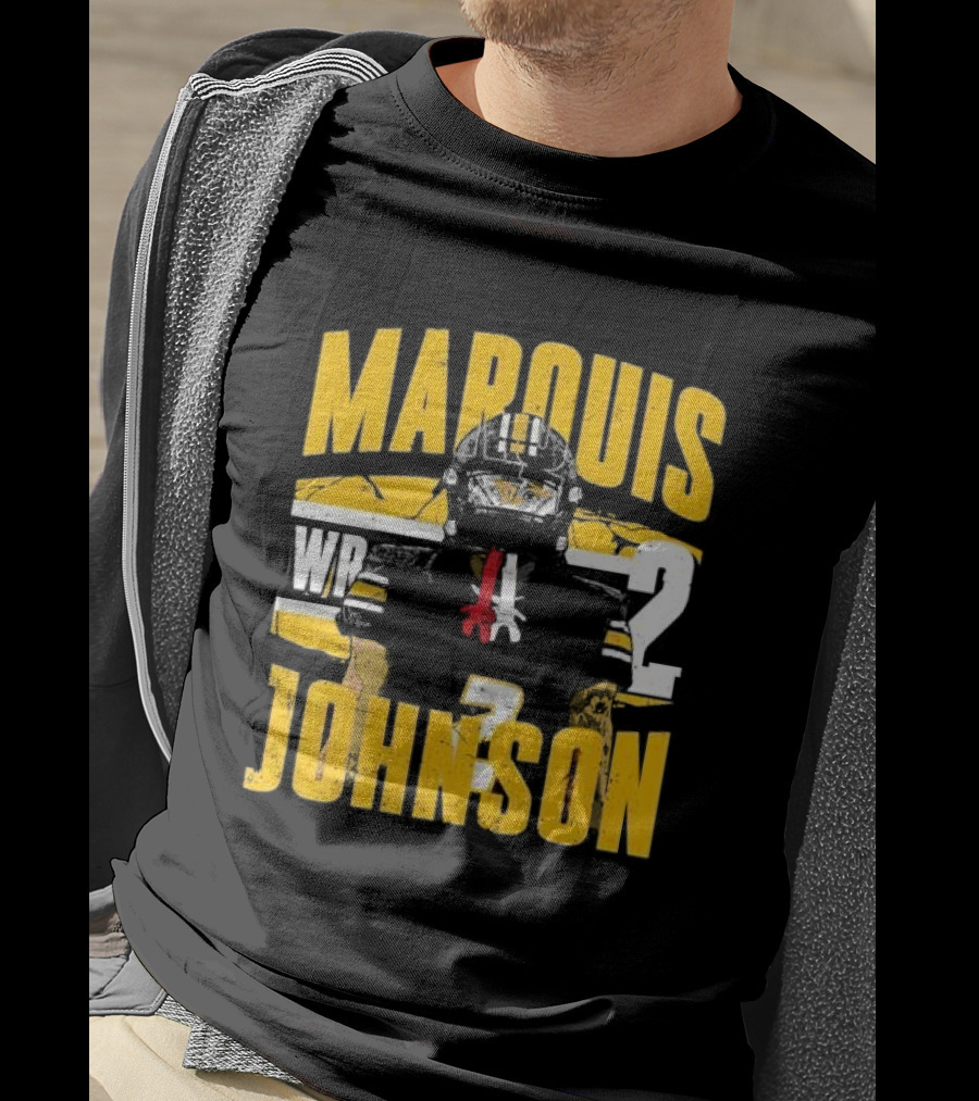 Marquis Johnson WR 2 Football Player Black And Yellow T-Shirt