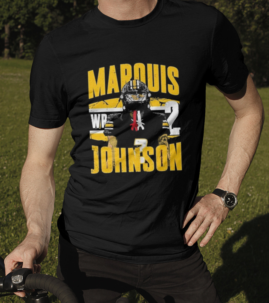 Marquis Johnson WR 2 Football Player Black And Yellow T-Shirt