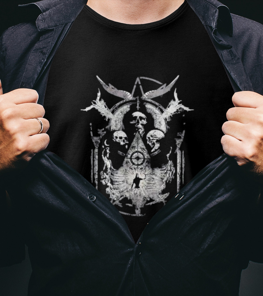 New Rare Gothic Aesthetic Occult Symbolic Design With Skulls And Mystical T-Shirt