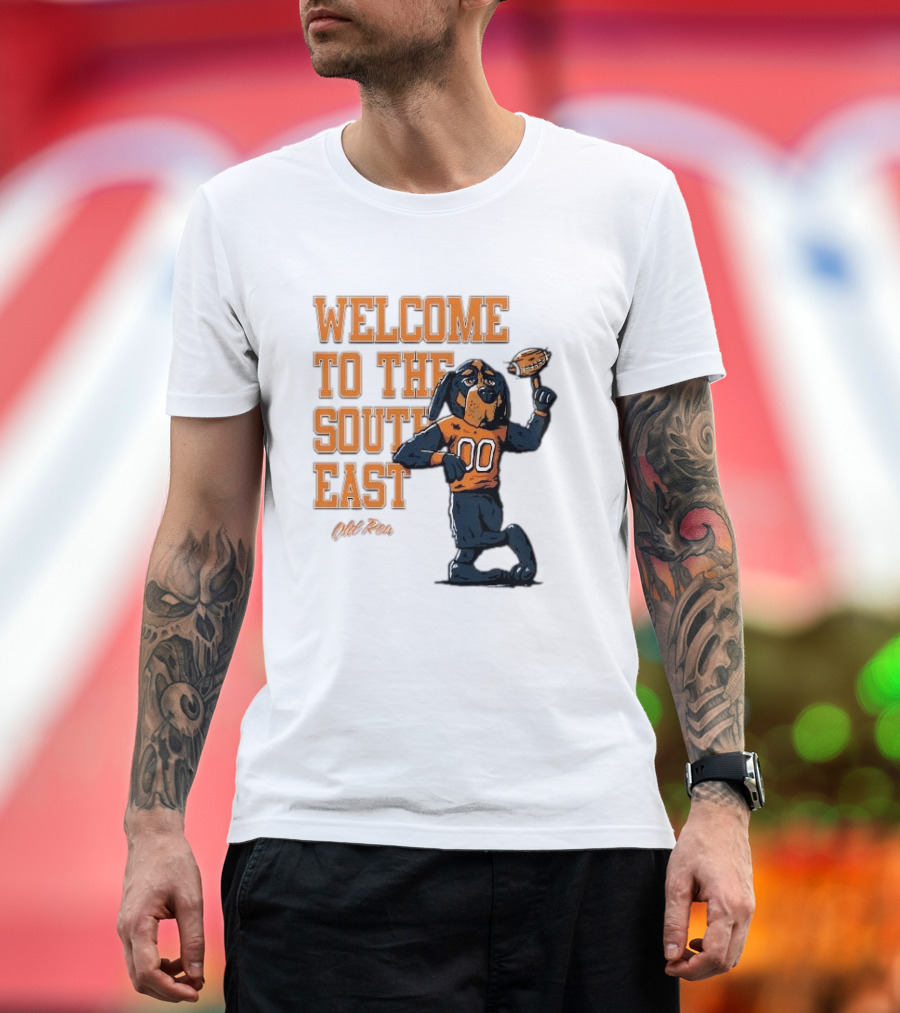 Welcome To The Southeast Old Row Tennessee Volunteers Mascot Football T-Shirt