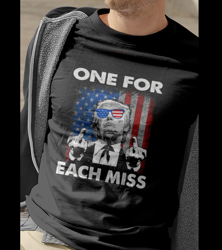One For Each Miss American Flag Sunglasses Middle Finger T-Shirt