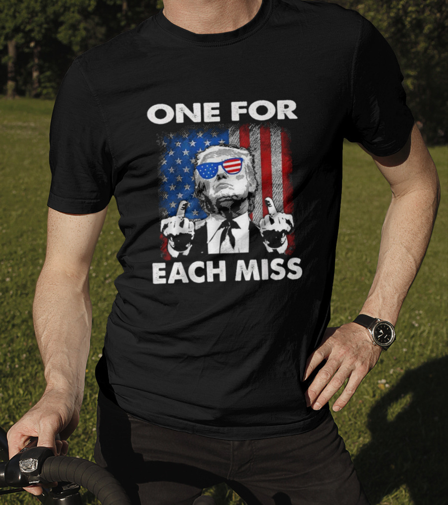One For Each Miss American Flag Sunglasses Middle Finger T-Shirt