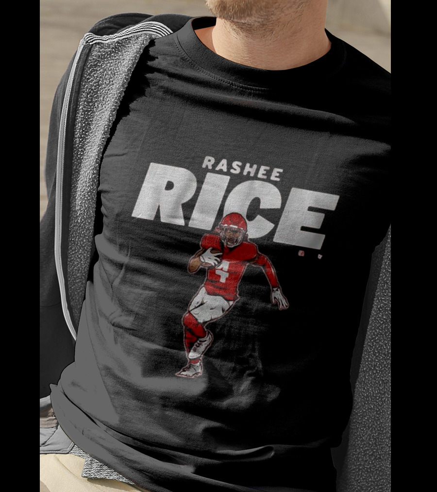 Rashee Rice Football Player Number 4 Red Uniform Action Pose T-Shirt