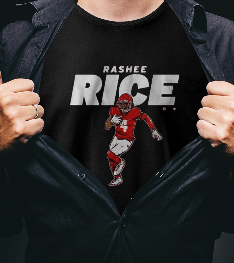 Rashee Rice Football Player Number 4 Red Uniform Action Pose T-Shirt
