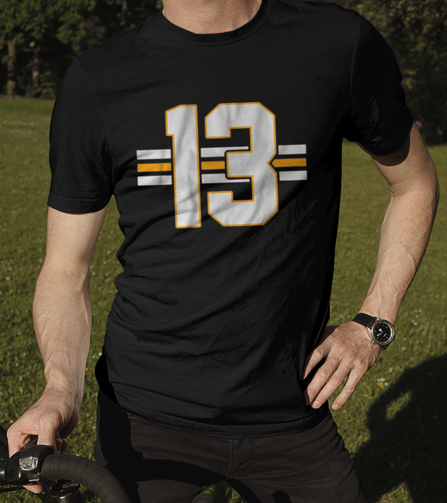 Lucky 13 Football Bold Number With Stripes T-Shirt