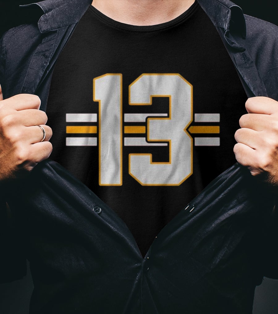 Lucky 13 Football Bold Number With Stripes T-Shirt