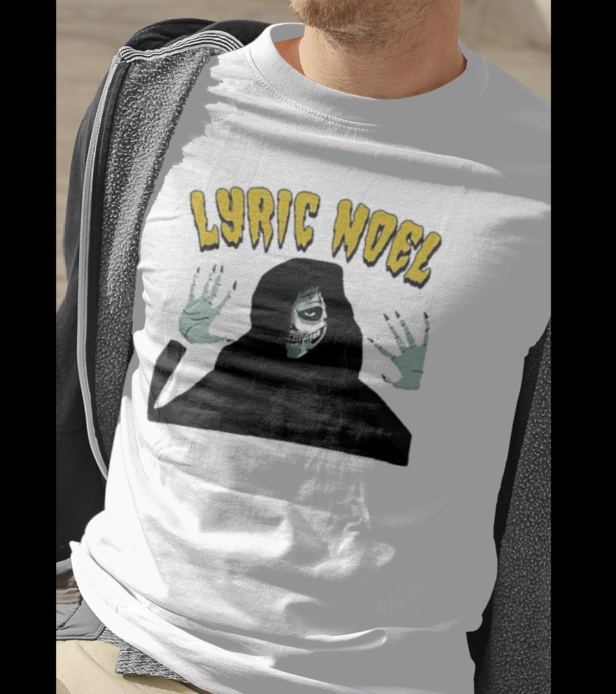 Lyric Noel Hallows Eve Ghostly Figure With Spider Web Face T-Shirt