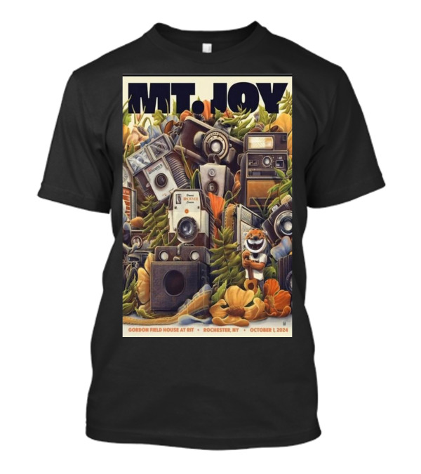 MT JOY October 1 2024 Event Rochester NY Gordon Field House Poster With Vintage Cameras And Flowers T-Shirt