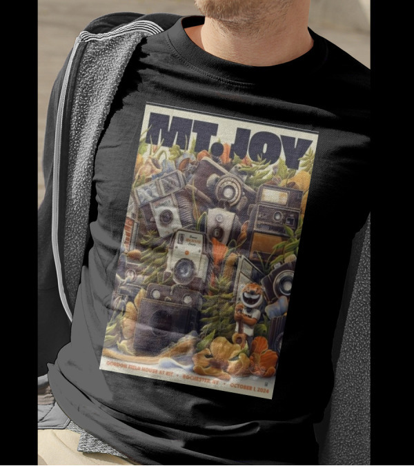 MT JOY October 1 2024 Event Rochester NY Gordon Field House Poster With Vintage Cameras And Flowers T-Shirt