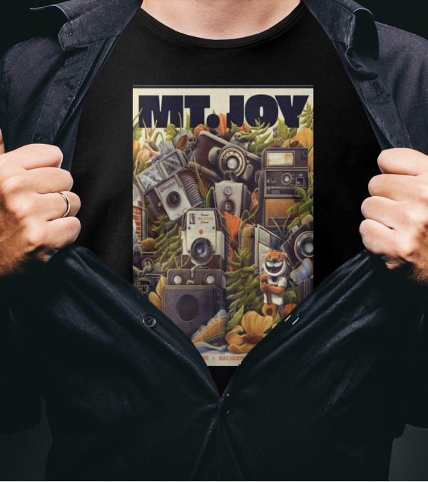 MT JOY October 1 2024 Event Rochester NY Gordon Field House Poster With Vintage Cameras And Flowers T-Shirt
