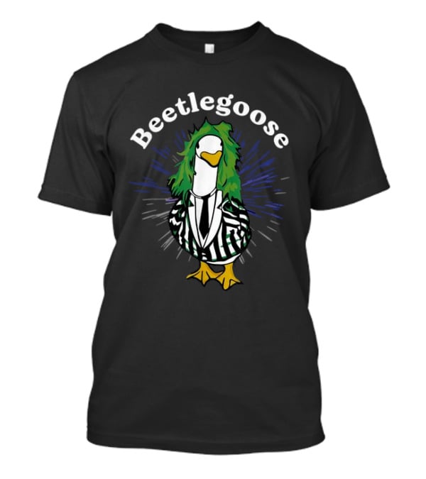 Beetlegoose Silly Goose Spooky Striped Suit Green Haired Goose T-Shirt