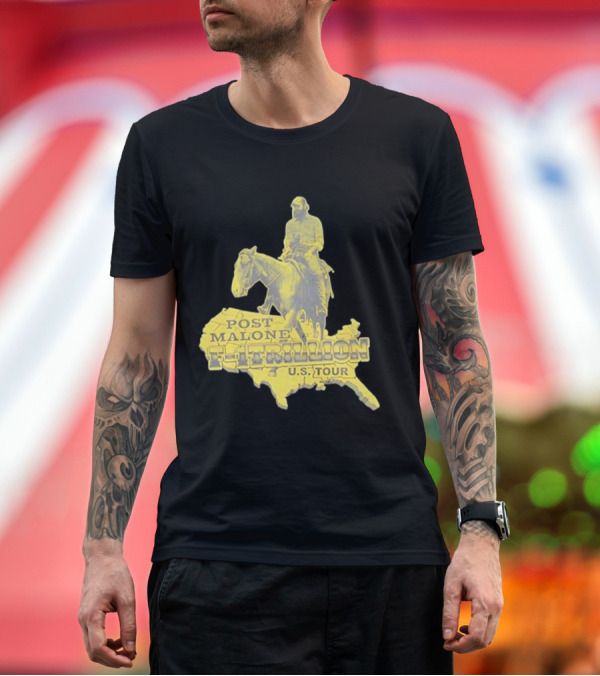 Premium T-Shirt: Post Malone Trillion US Tour Map Horse Rider T-Shirt Post Malone Trillion US Tour Map Horse Rider T-Shirt