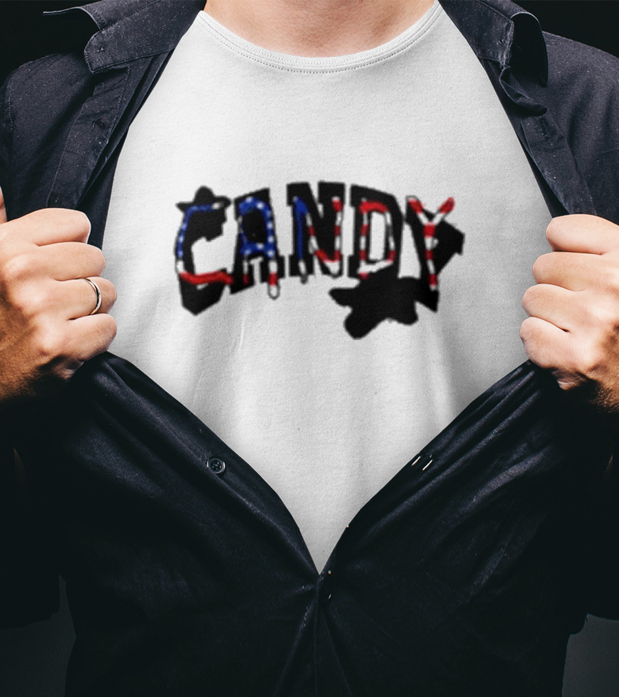 Candy Flipping America Patriotic Red Blue Shadows T-Shirt