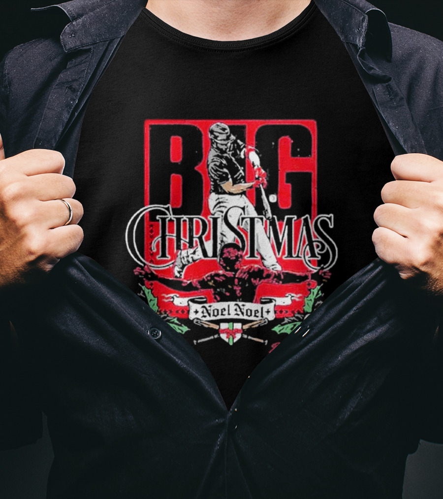 Big Christmas Noel Noel Baseball Player Festive Holiday T-Shirt