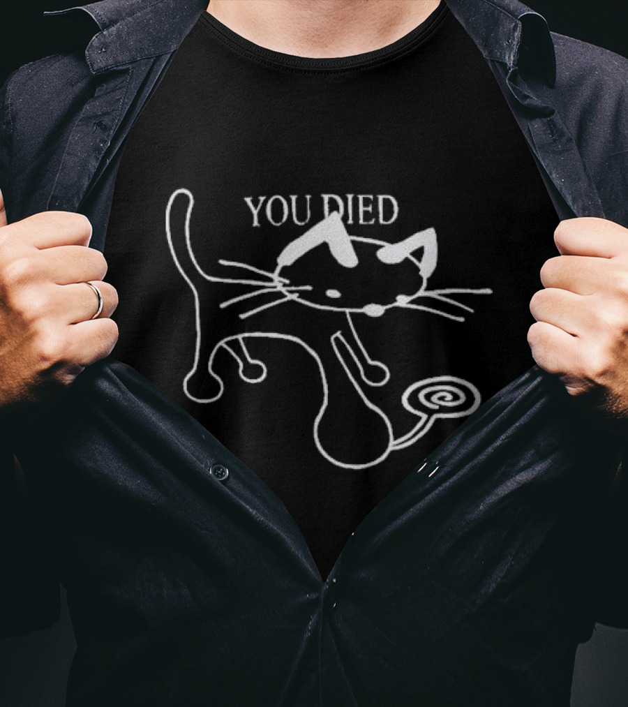 Pixlotl Cat You Died Spiraled Feline T-Shirt