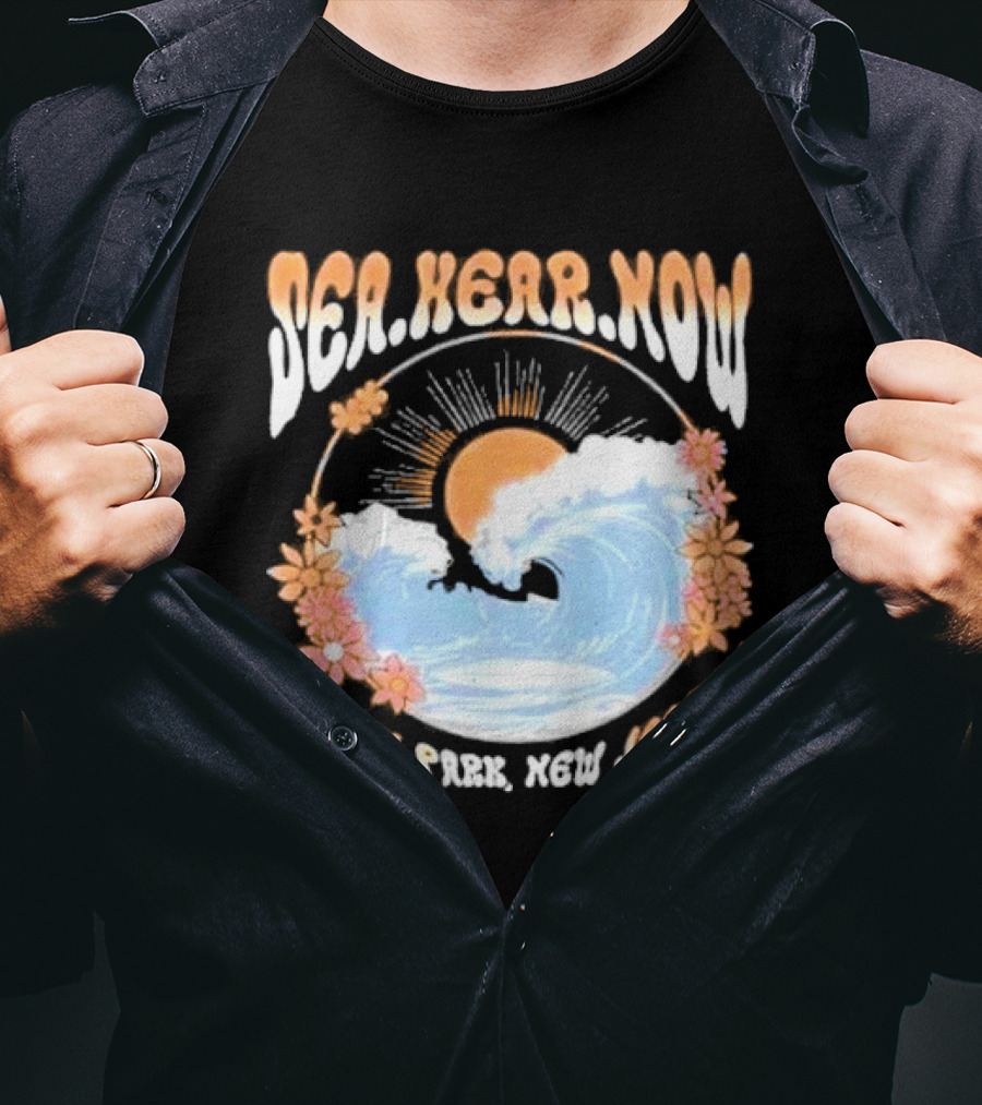 Sea Hear Now Asbury Park New Jersey Perfect Curl Fish And Anchor T-Shirt