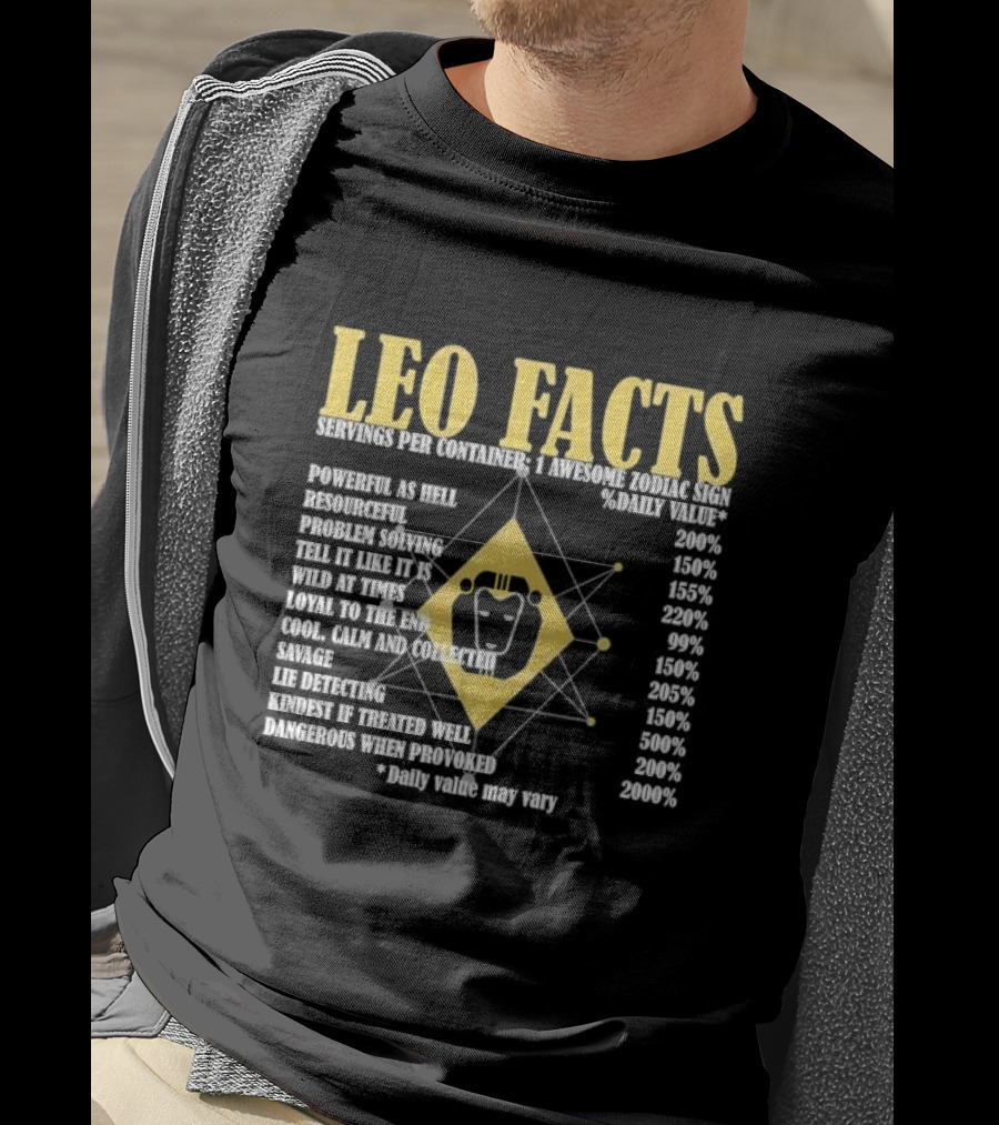 Leo Facts Powerful Resourceful Problem Solving Zodiac Sign Birthday T-Shirt