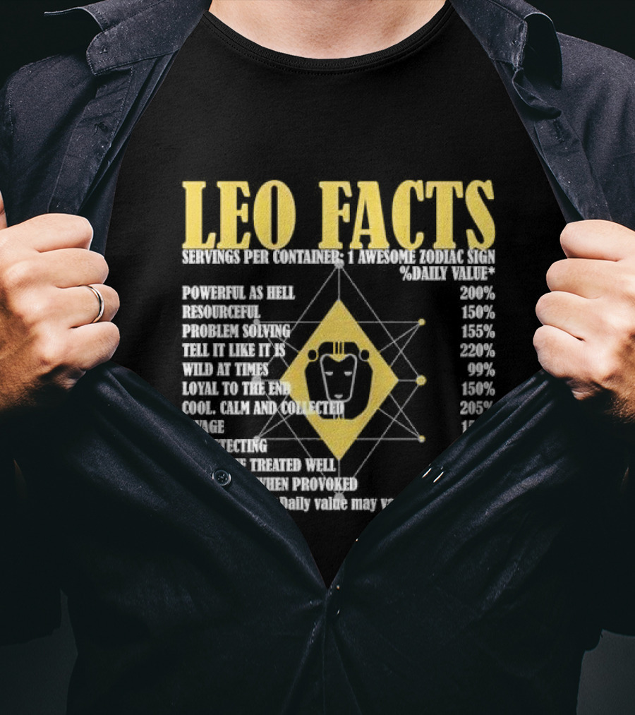 Leo Facts Powerful Resourceful Problem Solving Zodiac Sign Birthday T-Shirt