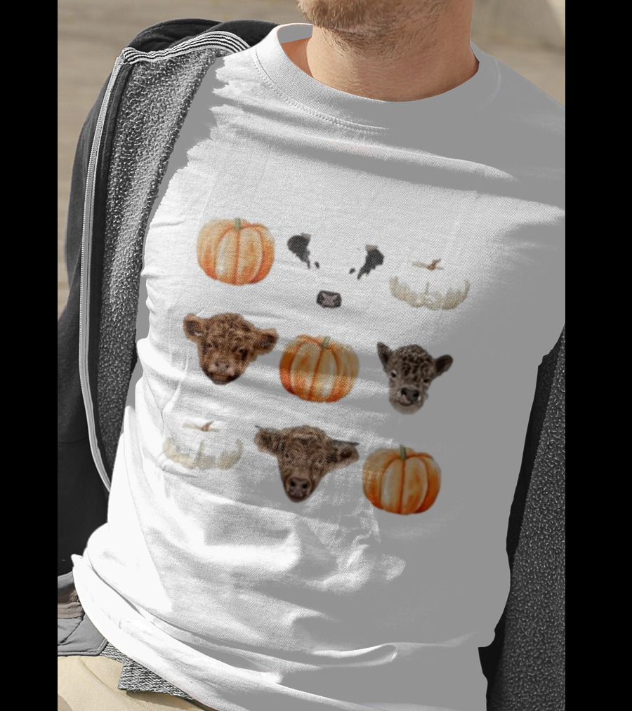 Katie Van Slyke Mini Cows Pumpkins Arrangement T-Shirt