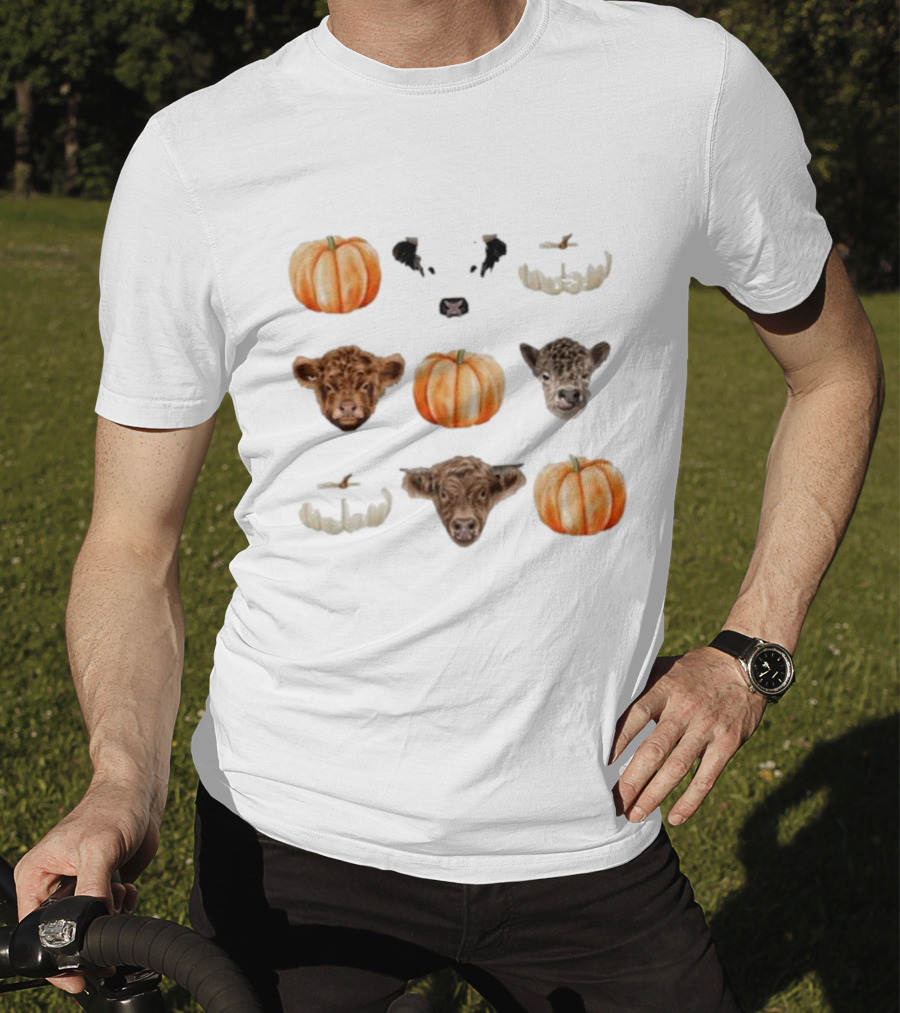 Katie Van Slyke Mini Cows Pumpkins Arrangement T-Shirt
