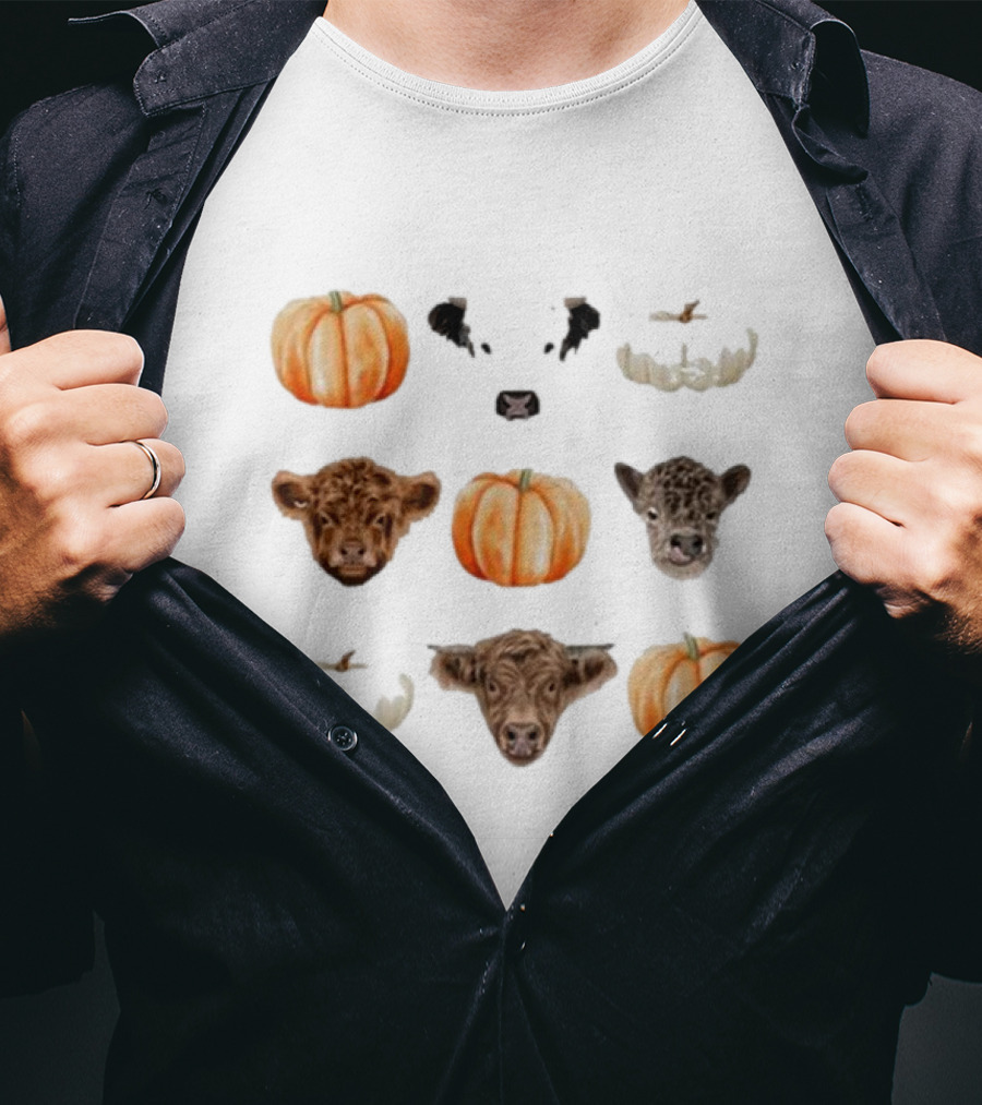 Katie Van Slyke Mini Cows Pumpkins Arrangement T-Shirt