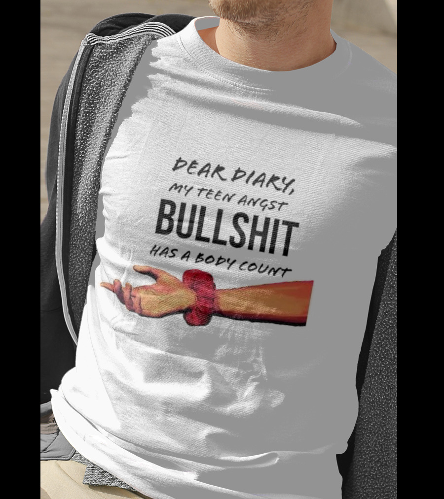 Dear Diary My Teen Angst Bullshit Has A Body Count Red Scrunchie Hand Motif T-Shirt