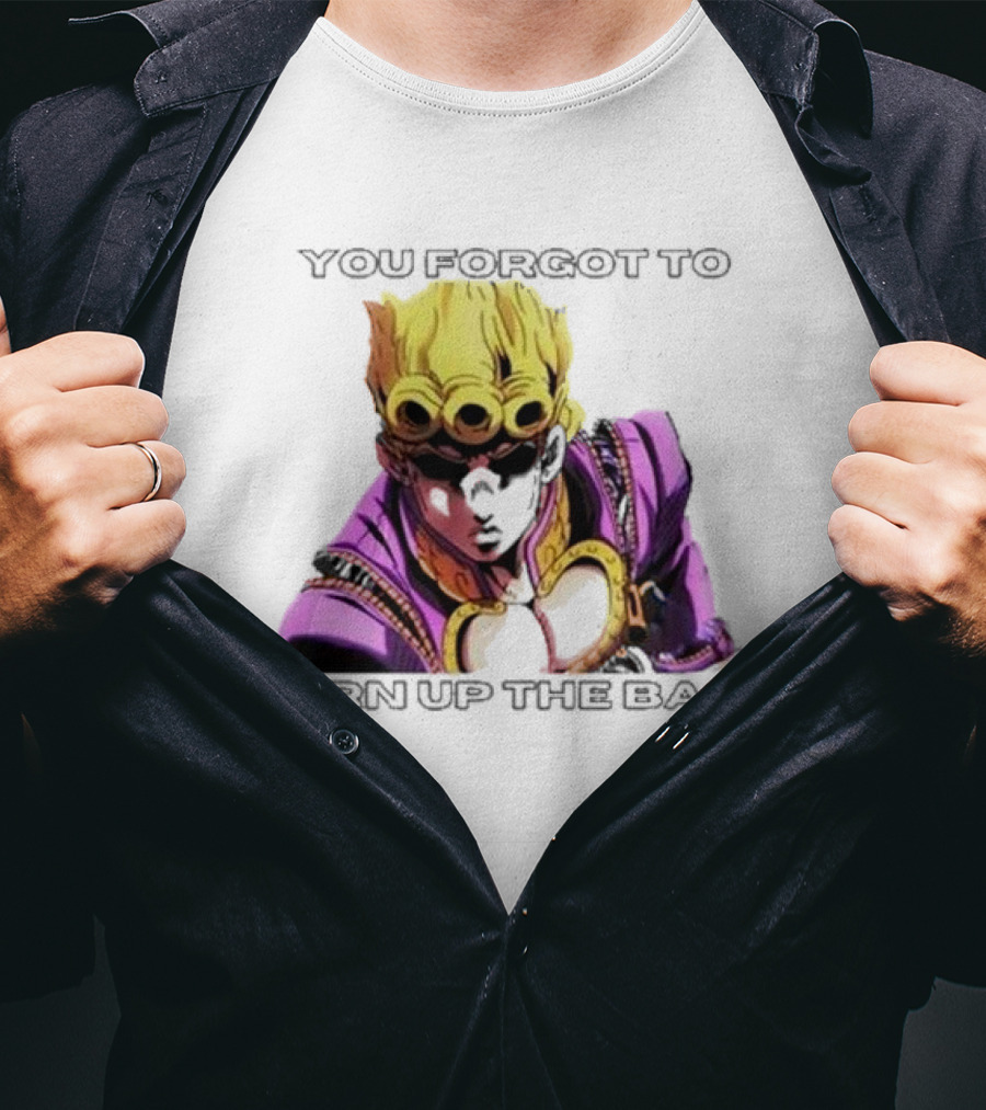 Giorno Giovanna You Forgot To Turn Up The Bass JoJo's Bizarre Adventure Anime Character Vibrant Purple T-Shirt
