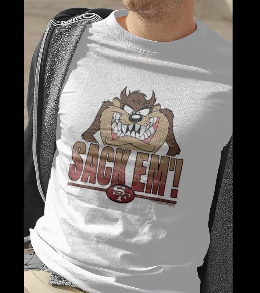 Looney Tunes Taz Sack Em’ San Francisco 49ers SF T-Shirt