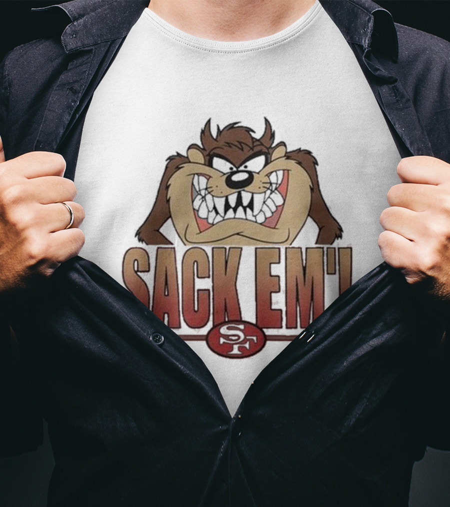 Looney Tunes Taz Sack Em’ San Francisco 49ers SF T-Shirt