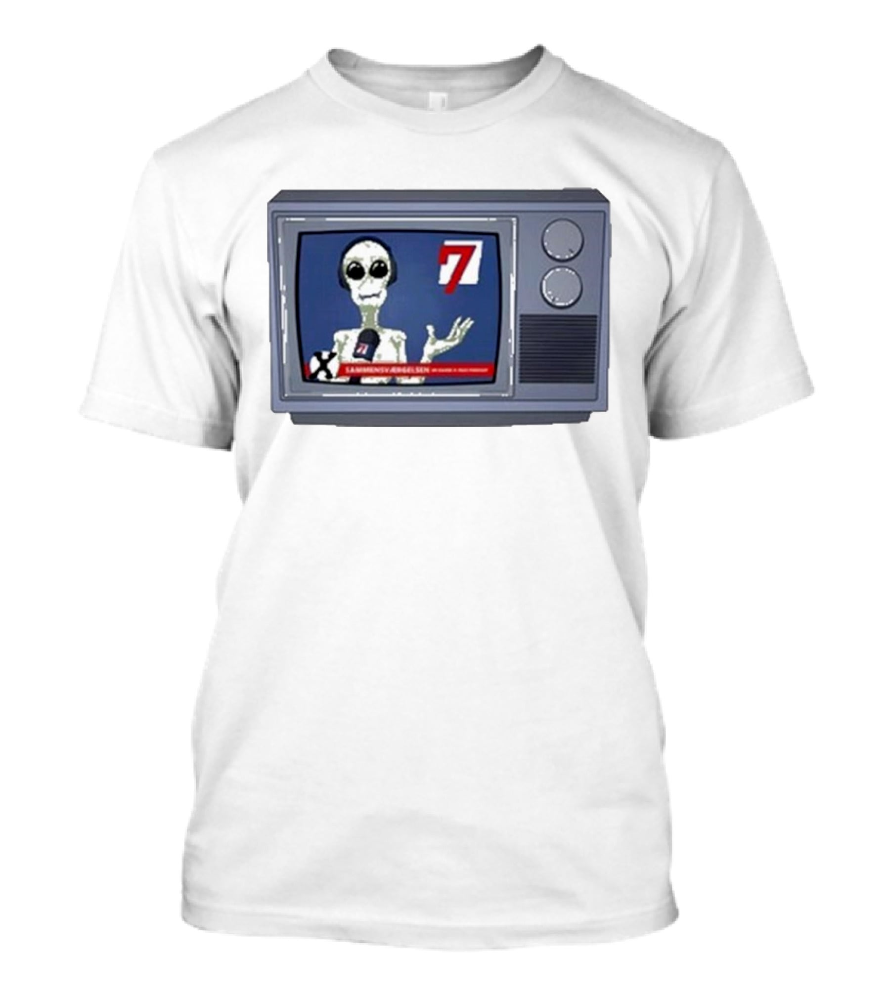 Sammensværgelsen Season 7 Hvid Retro TV Alien News Broadcast T-Shirt