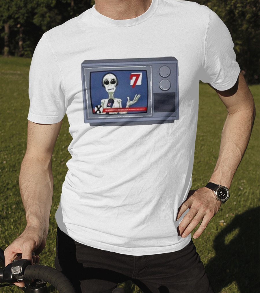 Sammensværgelsen Season 7 Hvid Retro TV Alien News Broadcast T-Shirt