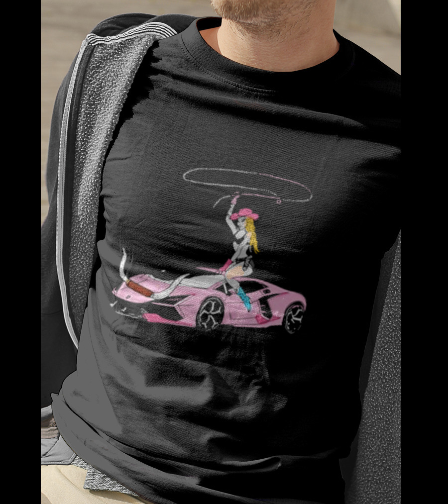 Iggy Azalea The Motherland Singapore Pink Sports Car Cowgirl Lasso T-Shirt